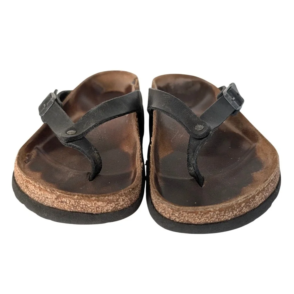 Birkenstock Mayari Brown Leather Cork Footbed Toe Loop Sandal 7/38 Women Germany